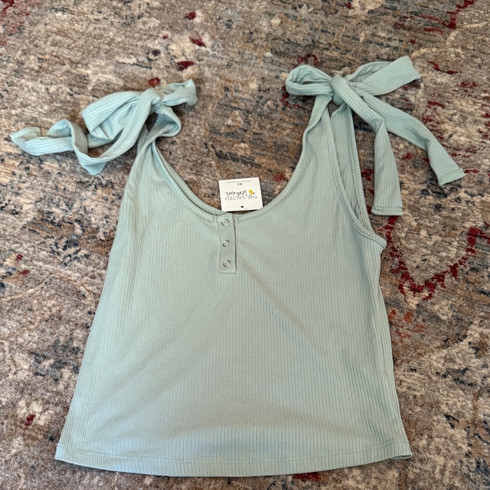 New Bucket list Ribbed Tank Top with Tie Straps